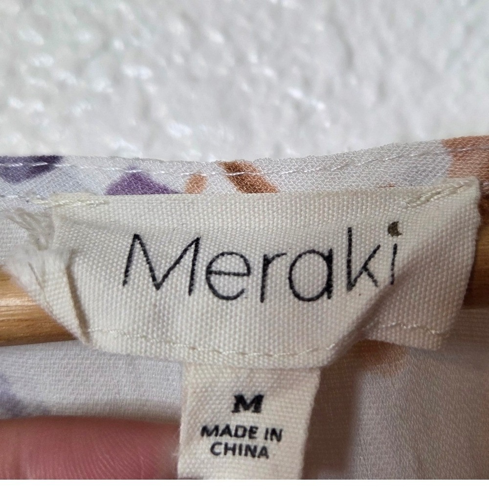 Meraki Floral Wrap Blouse Medium Cottagecore Coquette Peplum Tie Waist Top - Picture 5 of 9